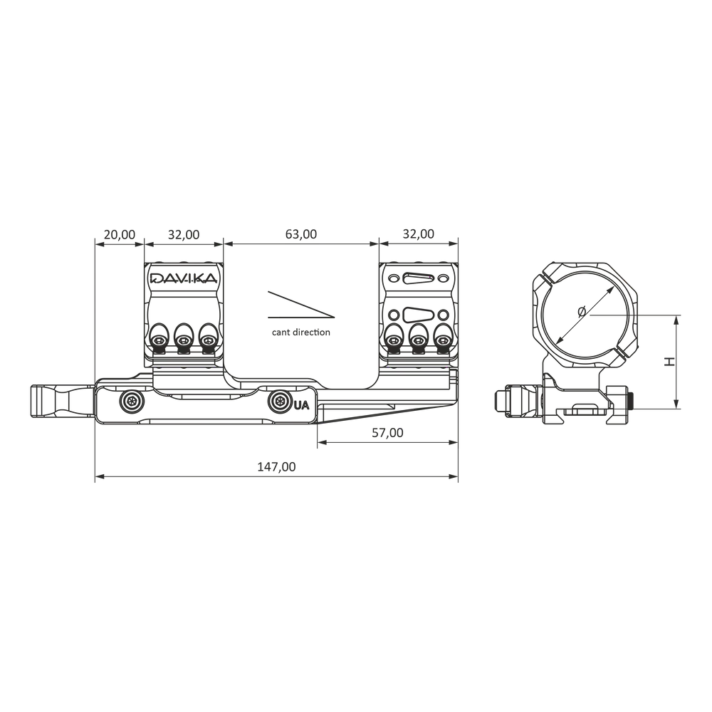 34 mm montaža za optiko konzola | Picatinny QD Ergo podstavek