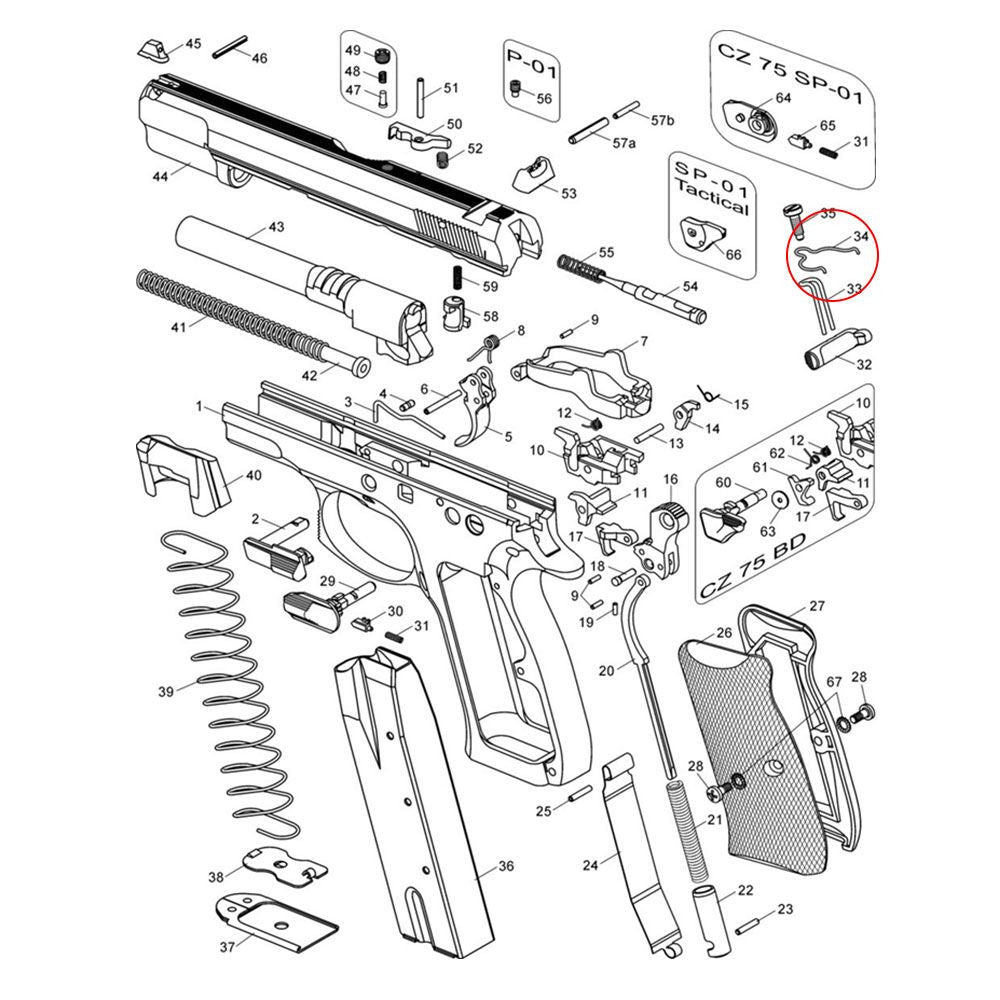CZ Shadow 2 CZ TS 2 CZ 75B & SP-01 tekmovalna vzmet sprožilne ročice | -15% moči