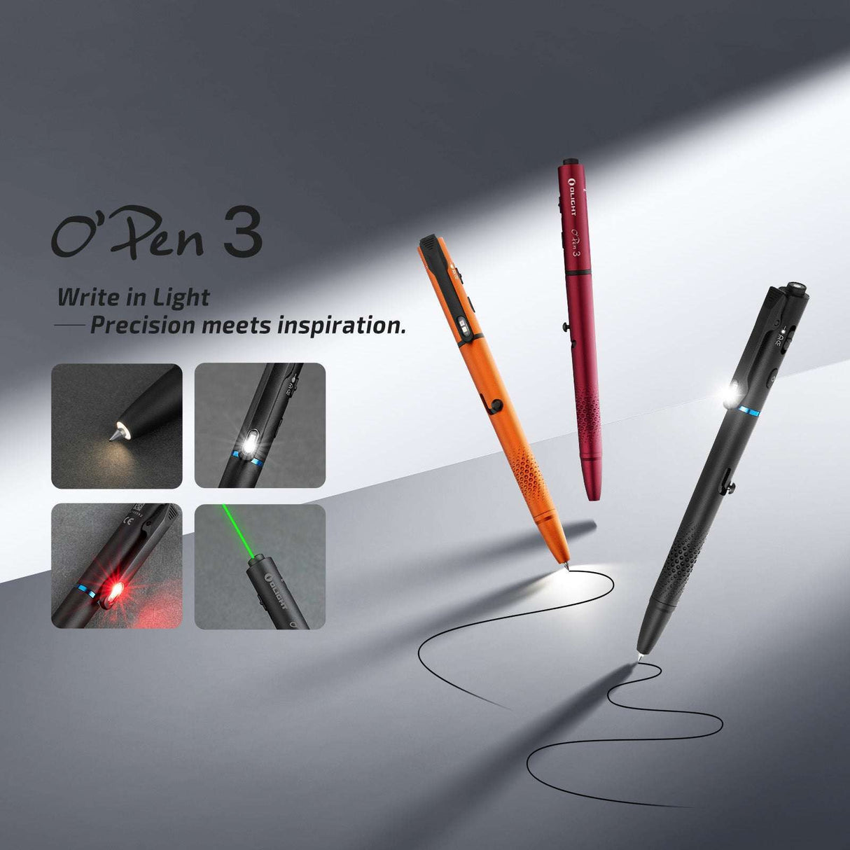 Olight O'Pen 3 | večnamenska svetilka v obliki pisala | 120 lm + zeleni laser