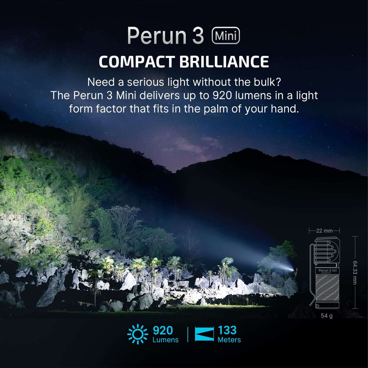 Olight Perun 3 Mini | polnilna naglavna svetilka | 1.250 lm